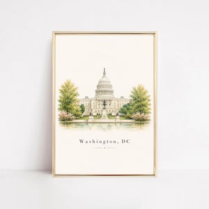 Washington DC Print, Capitol Building Wall Art, Washington DC Decor, United States Landmark Print, Travel Poster, Washington DC Digital