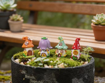 Quirky Mini Fairy House Set, Resin Ornaments, DIY Garden Decoration Eco-bottle Accessories, Miniature Garden