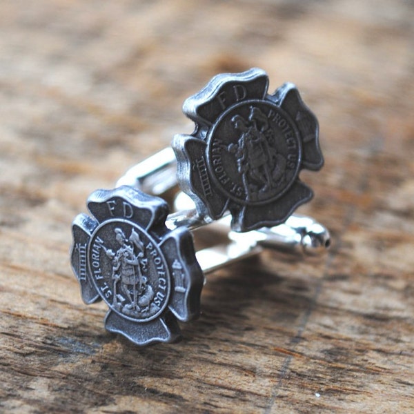 Firefighter Cufflinks Saint Florian in Pewter