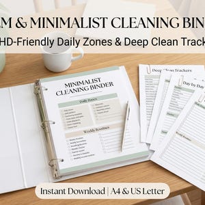 Printbaar schoonmaakschema dat geschikt is voor mensen met ADHD | Minimalistische wekelijkse schoonmaakmap | Dagelijkse checklist voor grondige schoonmaak (A4-formaat)