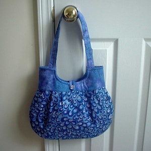 Hobo Bag, Purse, Tote, Handbag, Blue, Cotton Fabric, Springtime Gift,