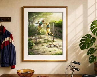 Analogue Childhood Giclée Print, 80s Childhood Illustration, Nostalgic Wall Art