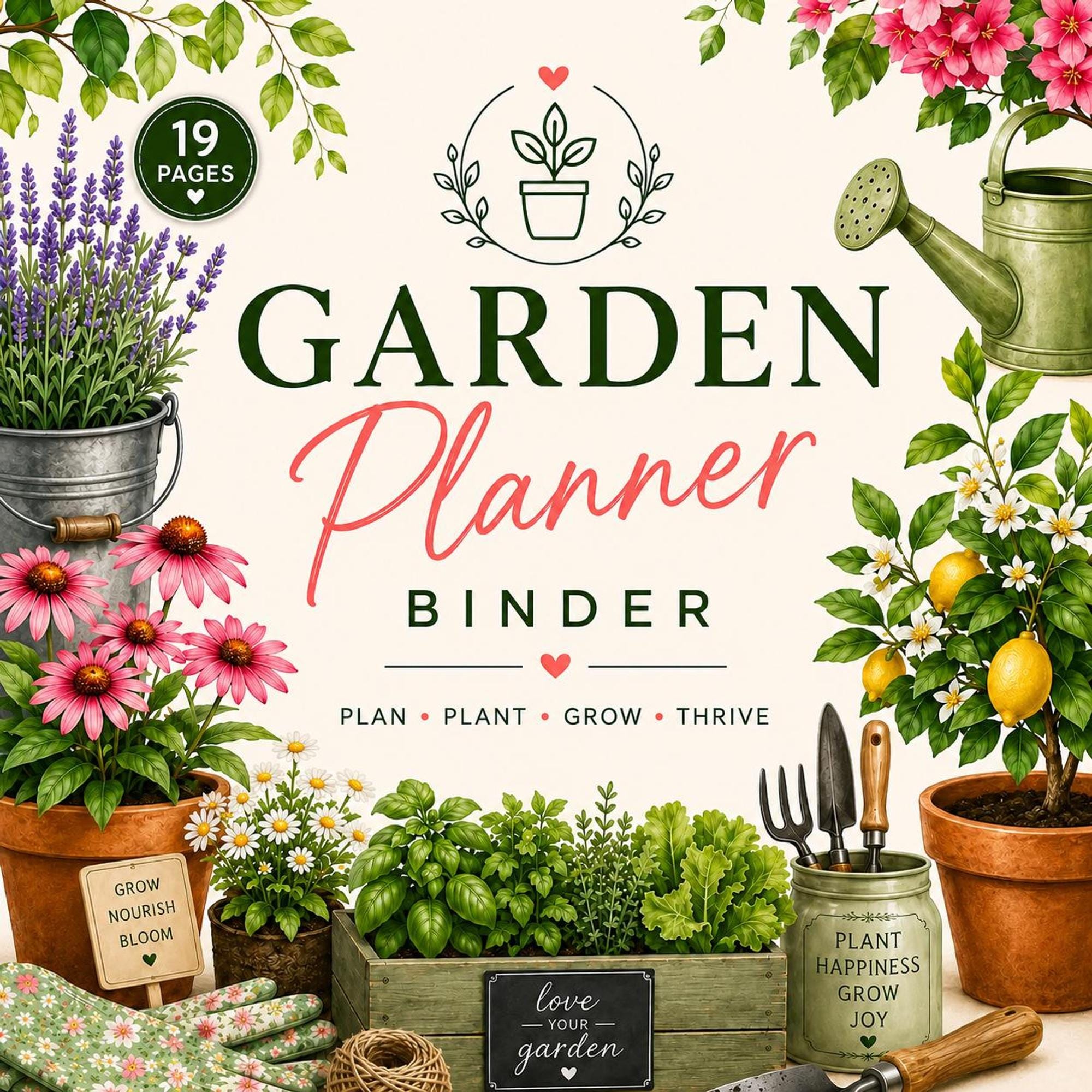 Printable Garden Planner PDF, Vegetable and Herb Binder, Seed Inventory and Harvest Logs
