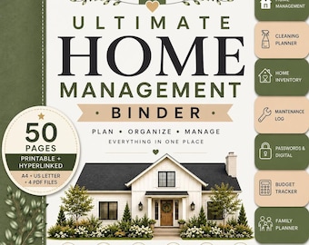 Ultimate Home Management Binder | 50-Page Household Planner (Printable PDF)