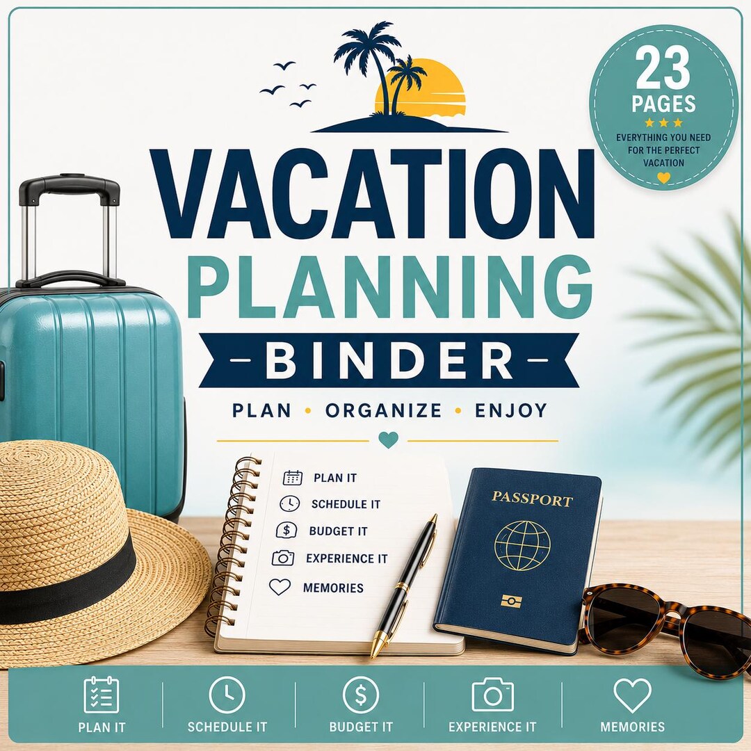 Vacation Planning Binder, Travel Planner, Trip Itinerary, Budget