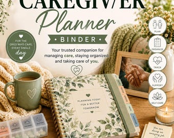 Caregiver Planner Binder, Elder Care Organizer, Medication Log (Digital Download)