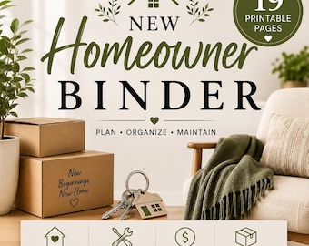 New Homeowner Binder Printable PDF | Home Management Binder, Home Organization Planner, Moving Binder, Home Planner