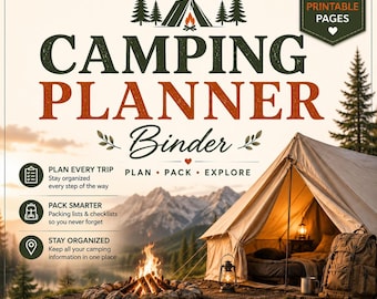 Camping Trip Planner Binder, Printable RV Travel Organizer, Adventure Checklist (PDF Download)