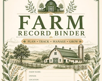 Farm Record Binder Printable PDF | Farm Planner, Livestock Record, Crop Planner, Farm Management Binder, Homestead Organizer