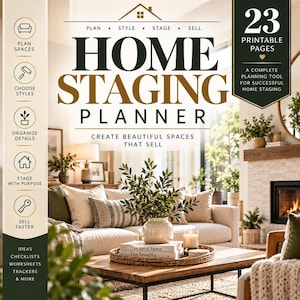 Printbare planner voor woningpresentatie, 23 pagina's tellende checklist voor de verkoop (digitale download)