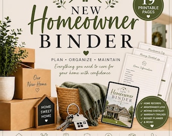 New Homeowner Binder Printable PDF | Home Management Binder, Home Organization Planner, Moving Binder, Home Planner