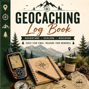 Geocaching Log Book Printable PDF | Cache Tracker, GPS Coordinates Log, Geocache Journal, Adventure Planner