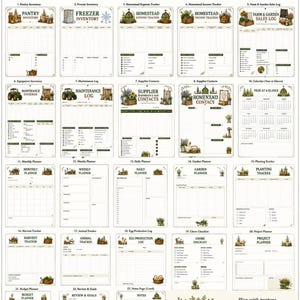 Bundle preview of the Homestead Planner Binder printable showing all planner pages included in the digital download.