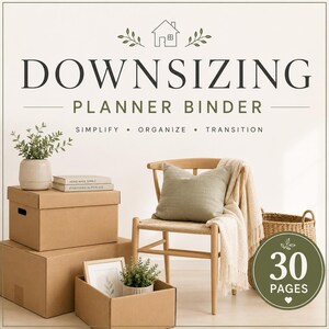 Downsizing Planner Binder, Decluttering Checklist, Moving Planner, Home Organization PDF