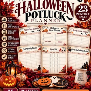 Halloween Potluck Planner, 23-Page Party Organizer (Digital Download)