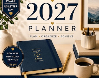 2027 Life Planner Printable, Ultimate Daily Weekly Monthly Planner, Goal Habit Budget & Wellness