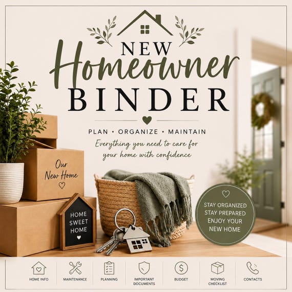 New Homeowner Binder Printable PDF, Home Management Binder, Home Planner Bundle, Home Organization Planner, Moving Binder