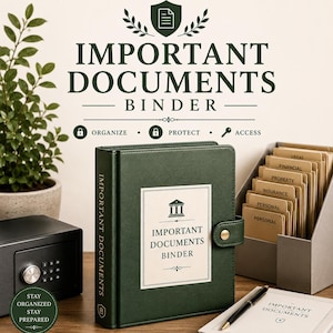 Important Documents Binder Printable PDF, Family Emergency Binder, Document Organizer, Personal Records Tracker, A4 US Letter