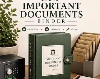 Important Documents Binder Printable PDF, Family Emergency Binder, Document Organizer, Personal Records Tracker, A4 US Letter