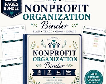 Nonprofit Organization Binder Printable PDF | Charity Planner, Fundraising Tracker, Donation Log, Grant Tracker