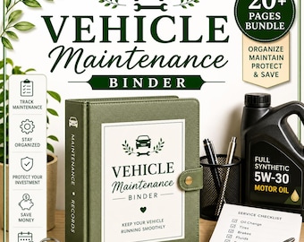 Vehicle Maintenance Binder, Car Service Log, Repair Tracker (Digital Download)