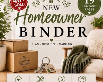 New Homeowner Binder Printable PDF | Home Management Binder, Home Organization Planner, Moving Binder, Home Planner
