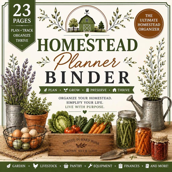 Homestead Planner Binder Printable | Farm, Garden, Livestock Organizer (PDF)