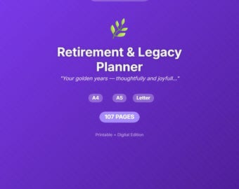 Retirement and Legacy Planner - Printable Financial Budget and Estate Notes Journal