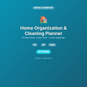 Home Cleaning and Organization Planner - Printable Daily Routine Checklist and Declutter Tracker