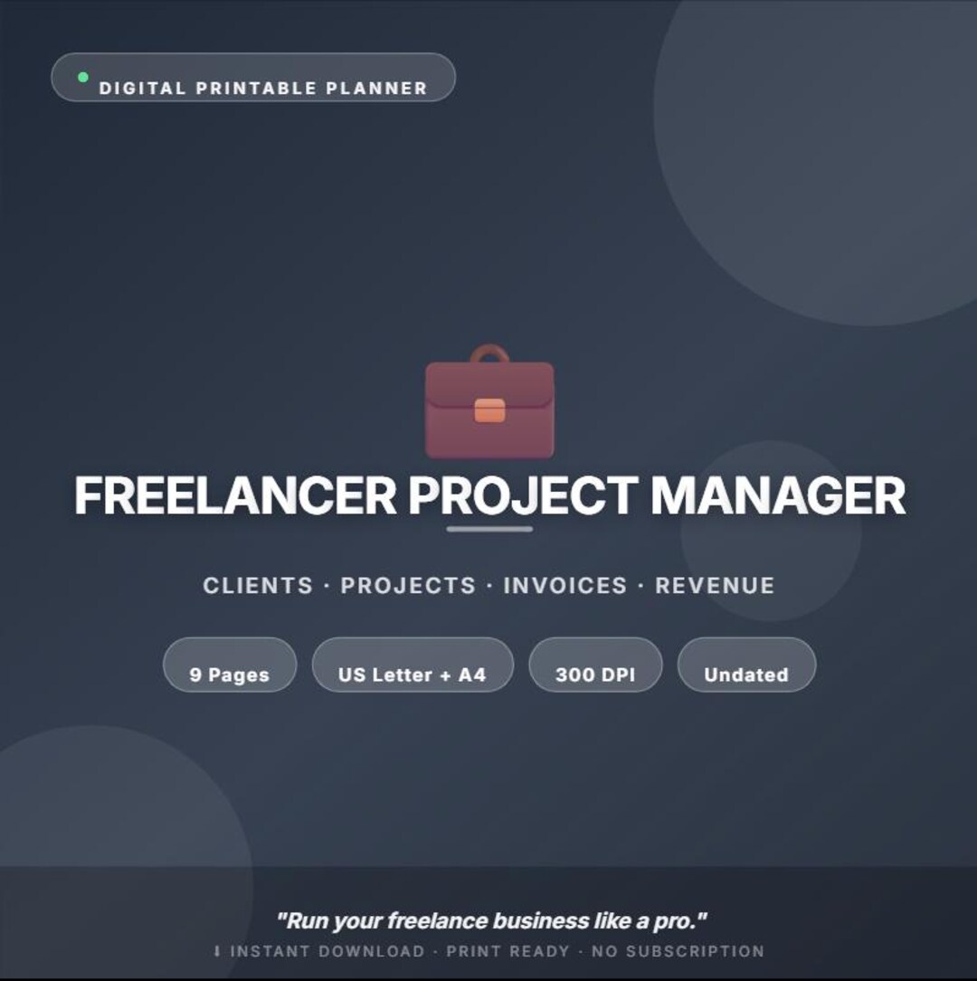 Freelancer Project Manager - Printable Business Planner and Client CRM ...