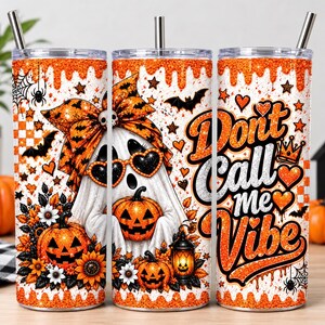 Fantasma de Halloween PNG, diseño de calabaza con purpurina naranja, arte de sublimación espeluznante