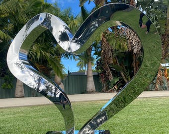 Moderne Edelstahl Herz Skulptur |Große Outdoor Landschaft Garten Kunst | Zeitgenössische Liebe Statement Stück | Hochzeit | Lee Schwarz Studio