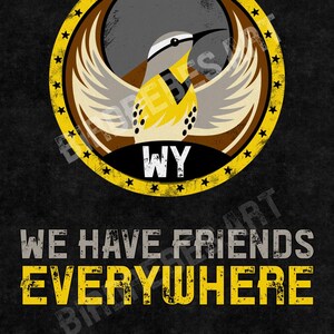Wyoming Meadowlark Rebel - Friends Everywhere DIGITAL poster en embleem - WY - Bird Rebels