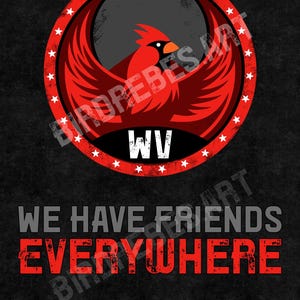 West Virginia Cardinal Rebel - Vänner överallt DIGITAL Poster & Emblem - WV - Bird Rebels