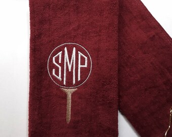 Monogrammed Golf Towel: Embroidered Golfing Gift, Stocking Stuffer