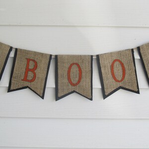 Rustic Burlap Halloween Banner BOO Ghost image 3