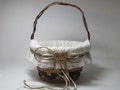 Rustic Flower Girl Basket - Country Ivory and Lace - Personalized For Your Wedding Day
