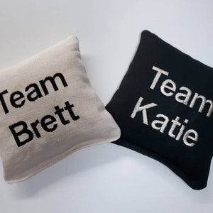Personalized Wedding Cornhole Game Bags - Team Bags - Set of 8 Shown in Ivory and Black Block Font - Great Gift!!