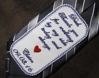 Father of the Bride - Wedding Tie Patch - Personalized Embroidery - Shown with Purple Writing