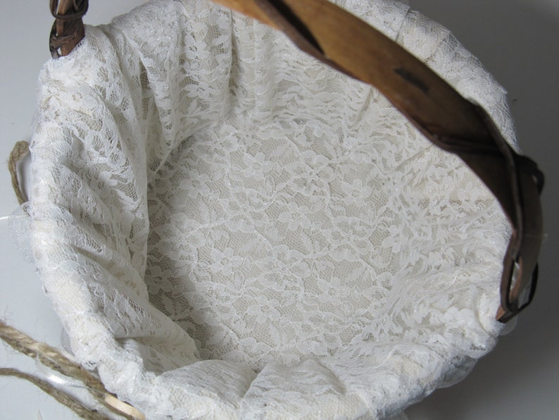 Rustic Flower Girl Basket Country Ivory and Lace Personalized For Your Wedding Day image 2