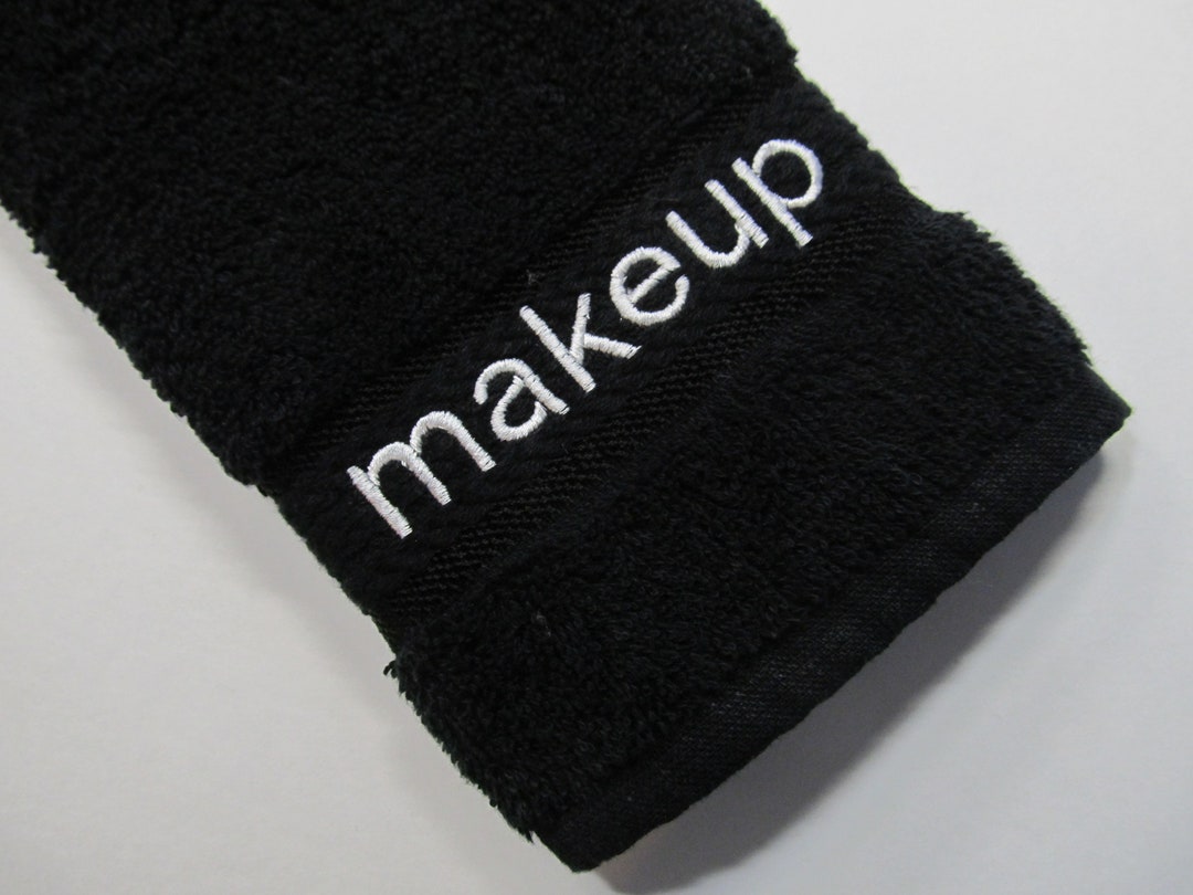 Personalized Black Makeup Washcloth: Embroidered Cotton Makeup Removal ...