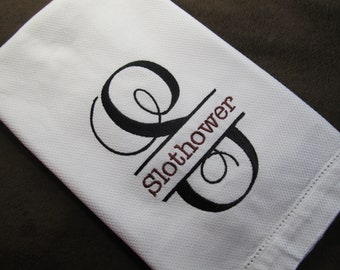 Monogrammed Kitchen Towel: Personalized Embroidered Cotton Gift