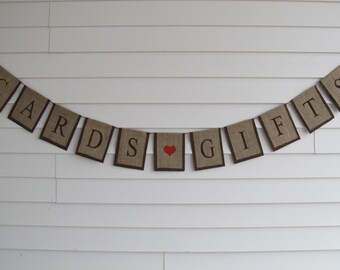 Rustic Wedding Burlap Banner - "Cards & Gifts"