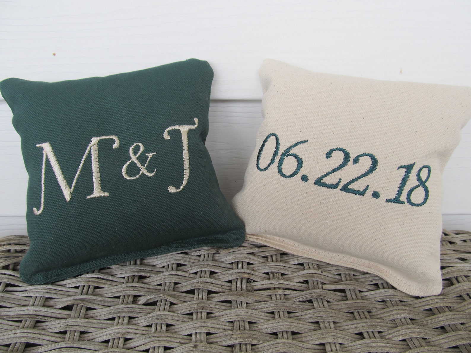 Custom Wedding Cornhole Bags: Couple's Initials, Canvas Bean Bags - Set of 8 - Sunflower Yellow, Tan