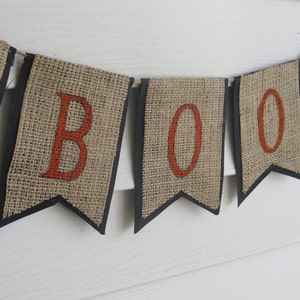 Rustic Burlap Halloween Banner BOO Ghost image 2