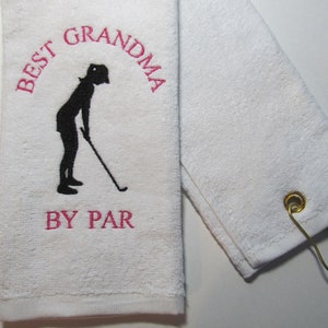 Personalized Embroidered Golf Towel: Grandma Gift, Cotton Velour Terry Cloth