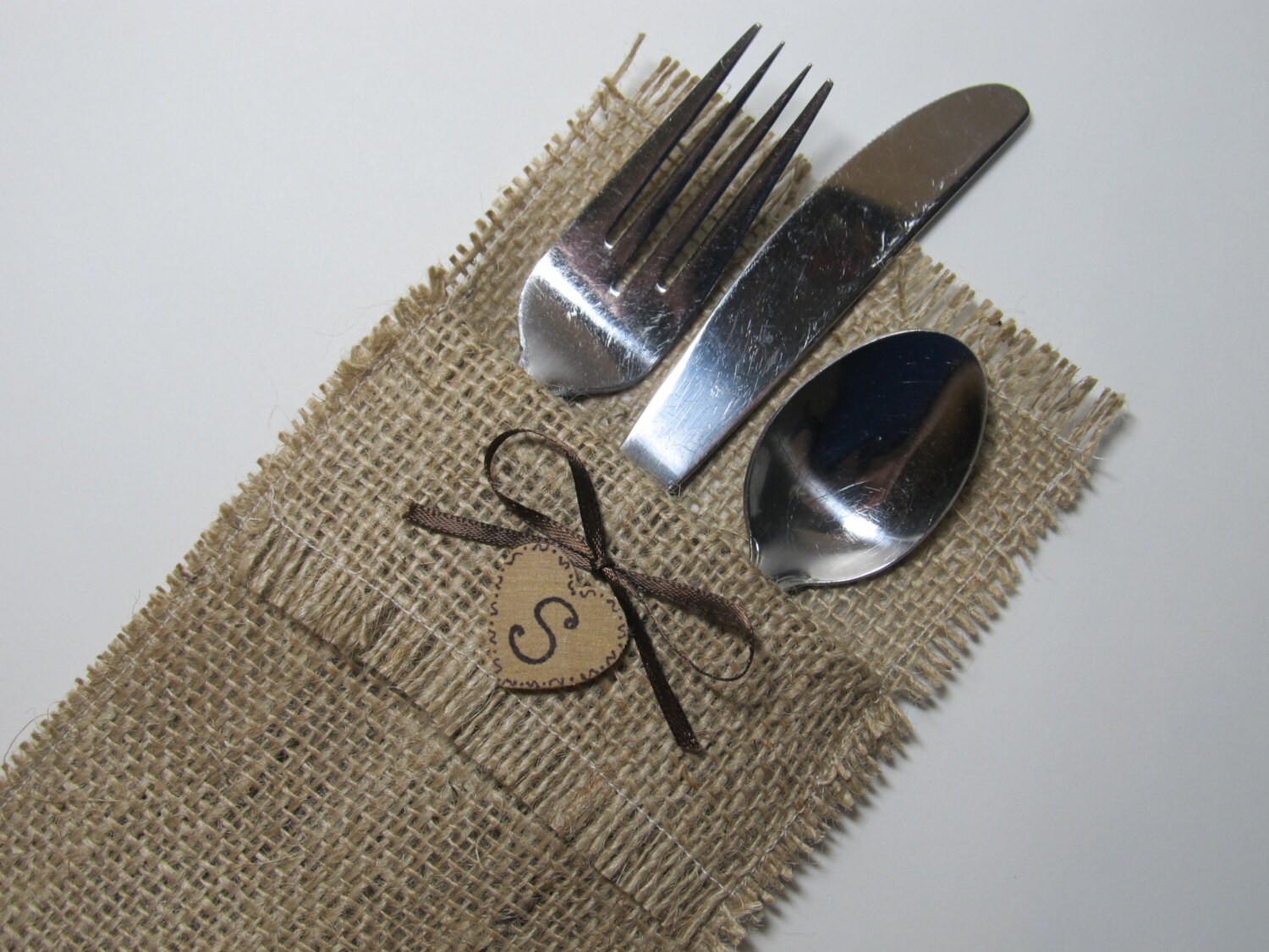Rustic Burlap Silverware Holders Set of 5 Personalized for Etsy