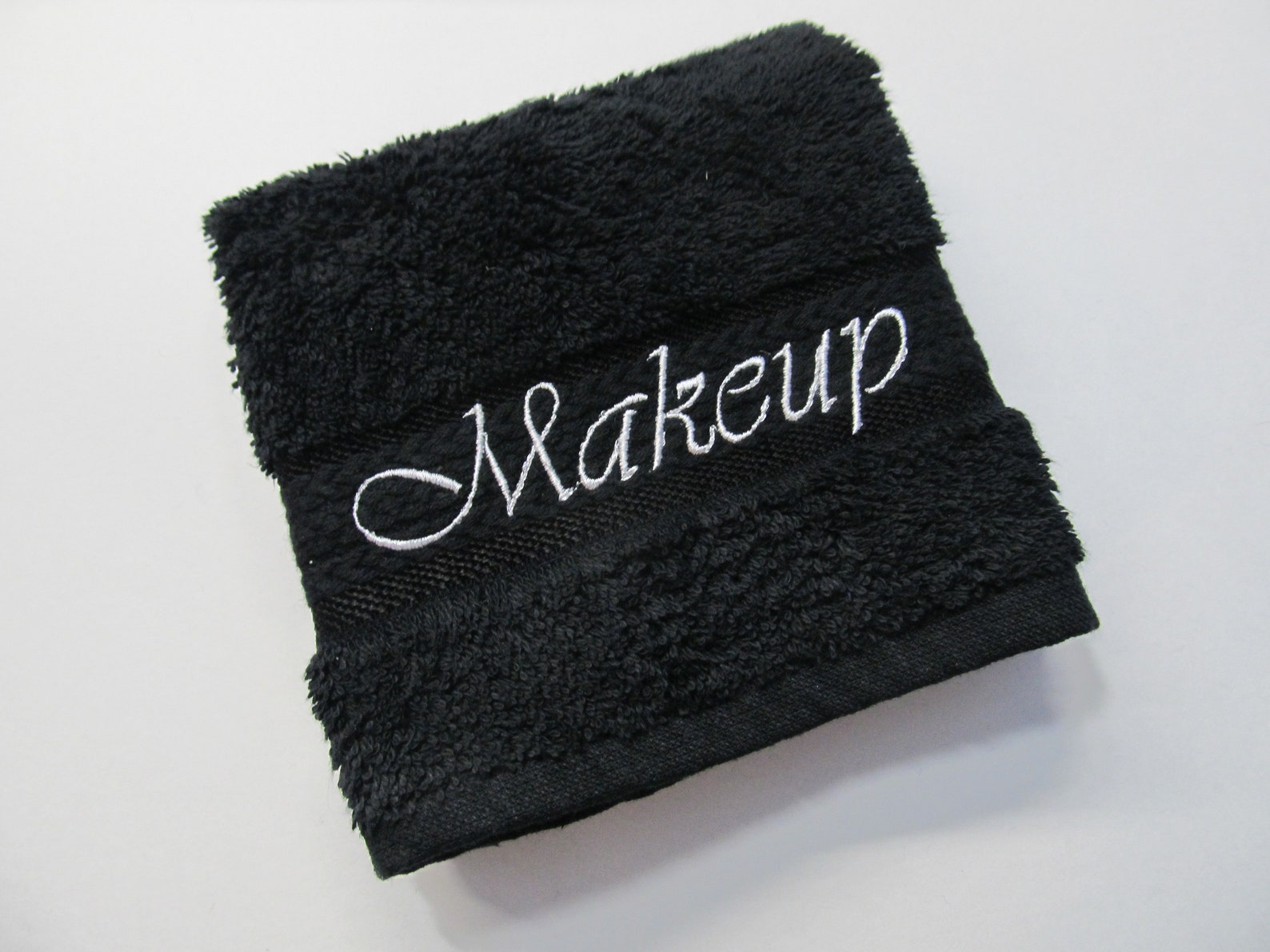 Black Makeup Washcloth Personalized Embroidered Washcloth Etsy