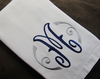 Monogrammed Kitchen Towel - Embroidered Initial, Wedding Gift
