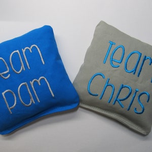 Personalized Wedding Cornhole Game Bags - Team Bags - Set of 8 Shown in Turquoise and Grey - Great Gift!!